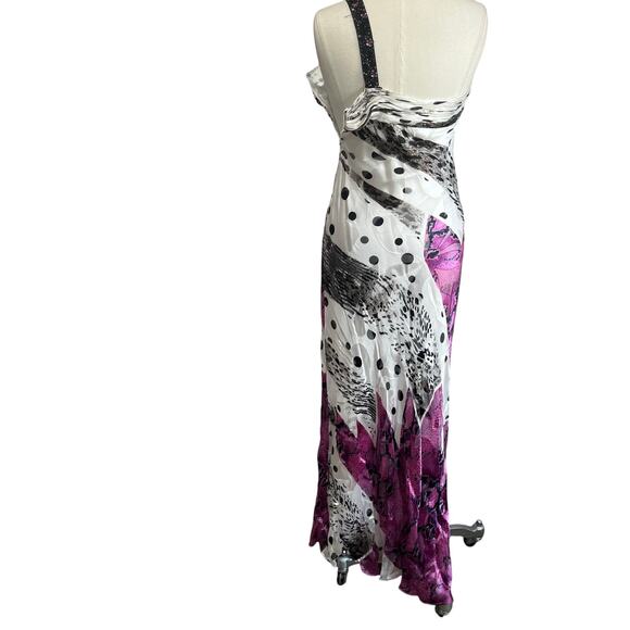 Dave & Johnny Silk One Shoulder Beaded Formal Evening Maxi Gown Y2K 4 - Picture 2 of 9